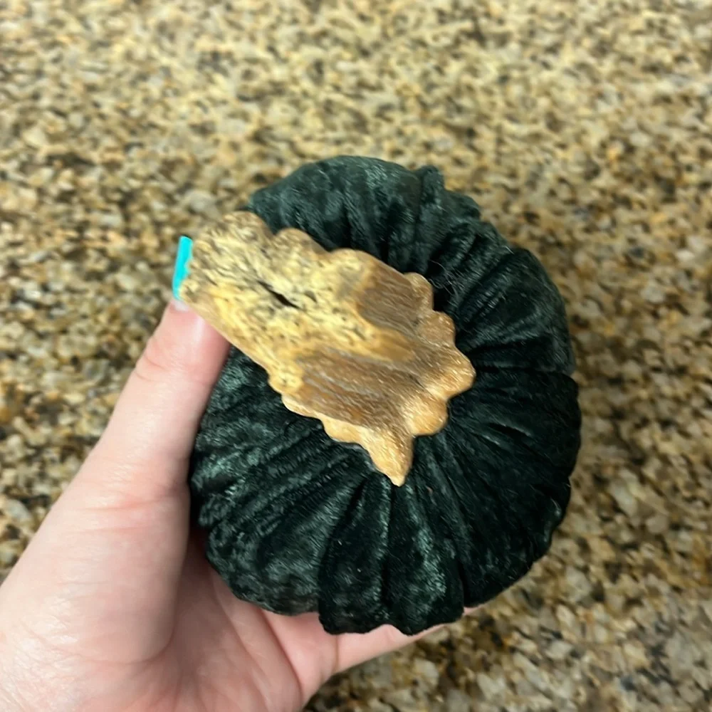 Elegant Velveteen Pumpkin Decor in Dark Green